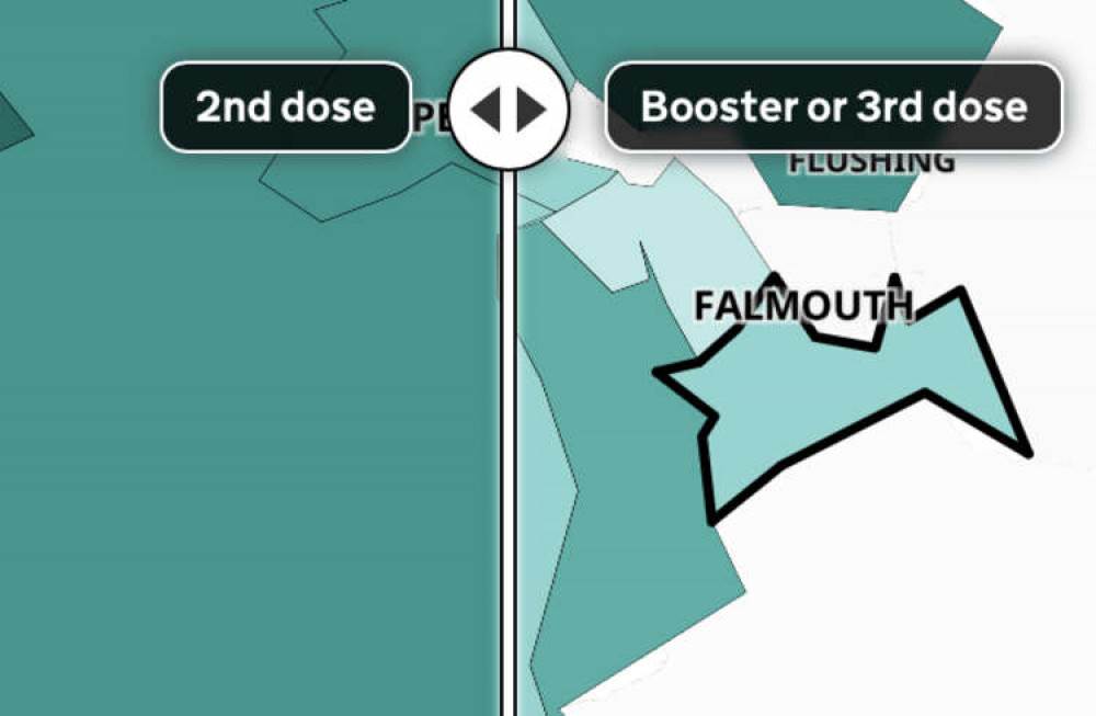 Booster jabs in Falmouth and Penryn. Gov map.