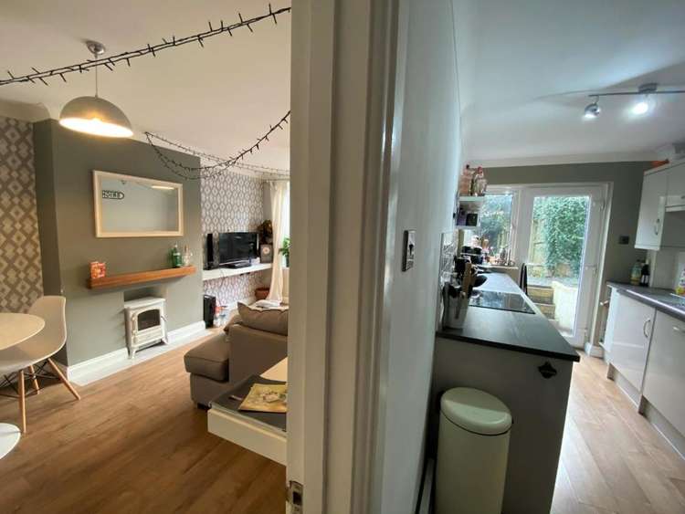 View of the dining room/lounge, and kitchen. Trewarton Road, Penryn.