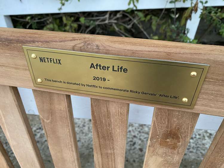 The Netflix bench donated to Falmouth in collaboration with CALM. Taken at Gyllyngdune Gardens.