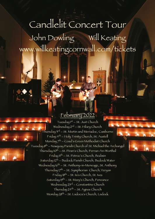 The poster for the Cornish church tour - "Cornish Folk with a splice of bluegrass" said Will Keating.