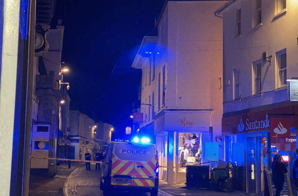 A picture shared to Nub News of the police on Market Street, Falmouth.