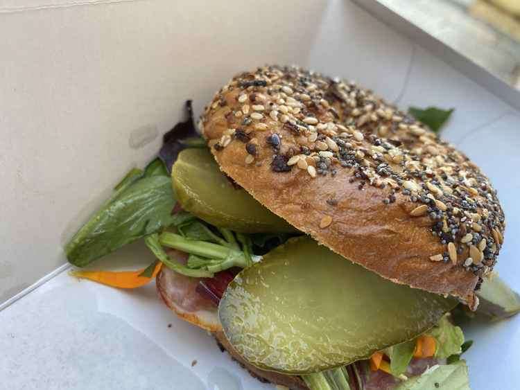 One of the Montreal style bagels you can get at the deli.