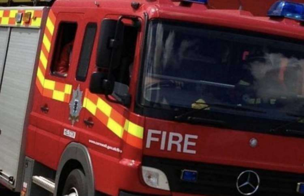 Local fire crews were scrambled to tackle a blaze at a local skip hire business near Penryn.