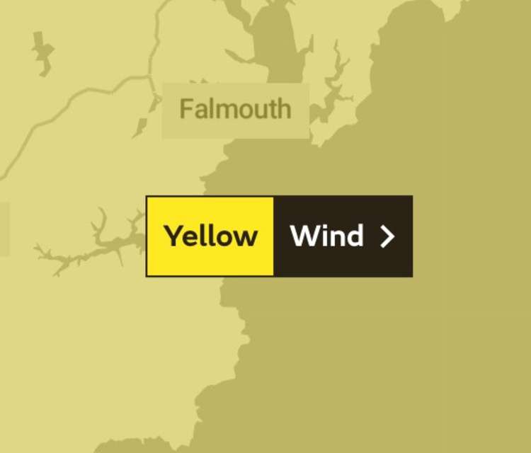 The Met Office has issued a yellow weather warning for Falmouth.