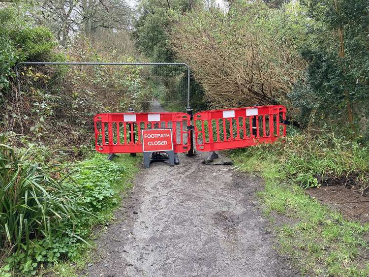 It is unclear how long the footpath by Marlborough House will be closed for. Picture shared by Jude Robinson - Arwenack Councillor.