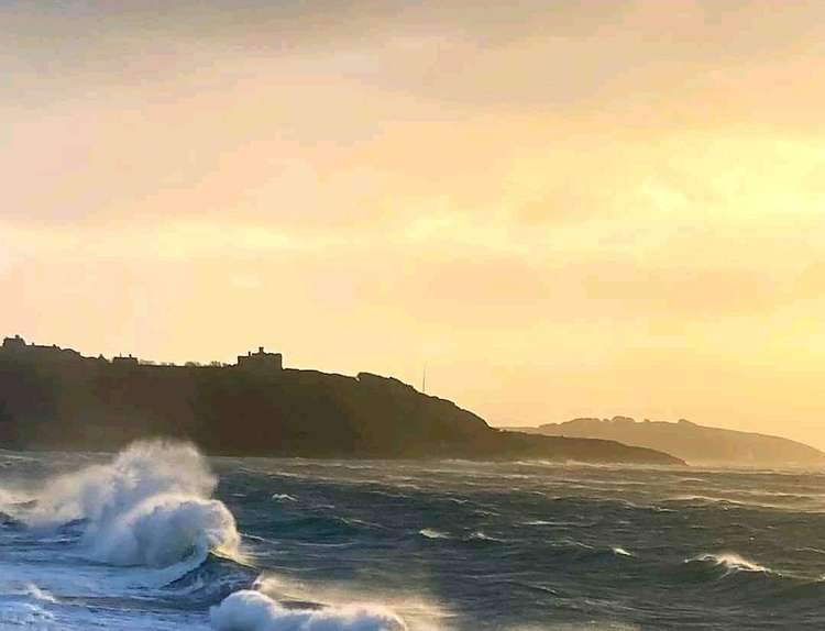 A picture of Storm Eunice this morning at Gyllyngvase Beach, Falmouth. Taken by Sarrelle McCann.