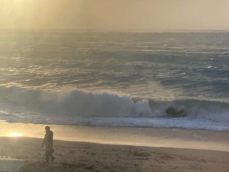 Sarrelle McCann shared photos of Storm Eunice at Gylly Beach.