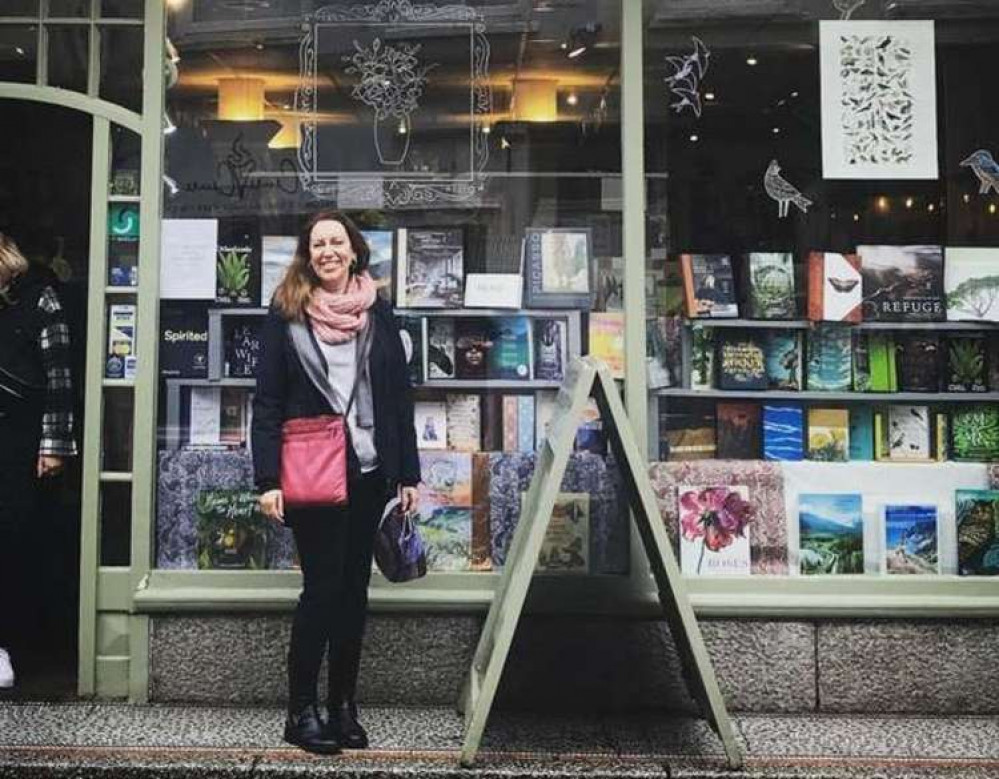 Jo Jakeman at Falmouth Bookseller for the release of 'What His Wife Knew'.