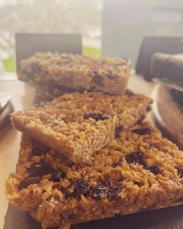 Fruity flapjacks at Old Foundry Coffee.