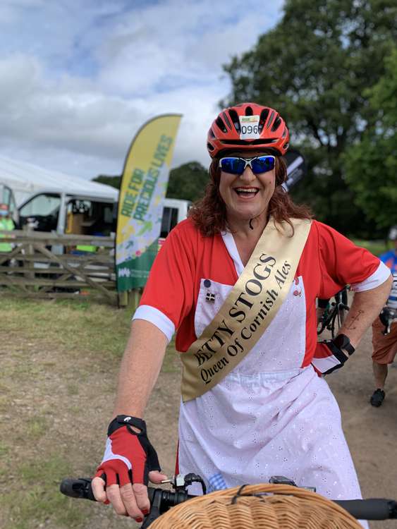 Betty Stogs on 205 mile cycle.