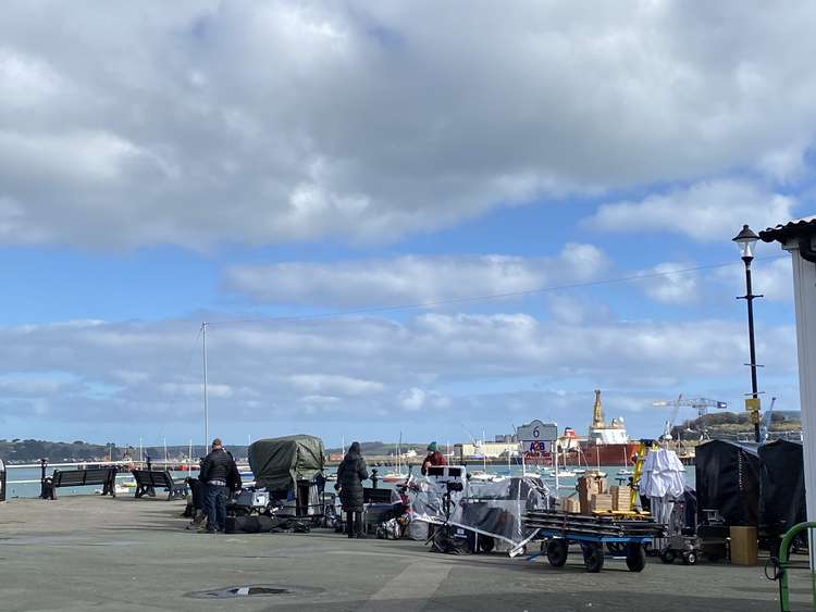 Filming for the new J.K. Rowling series taking place on Prince of Wales Pier, Falmouth.