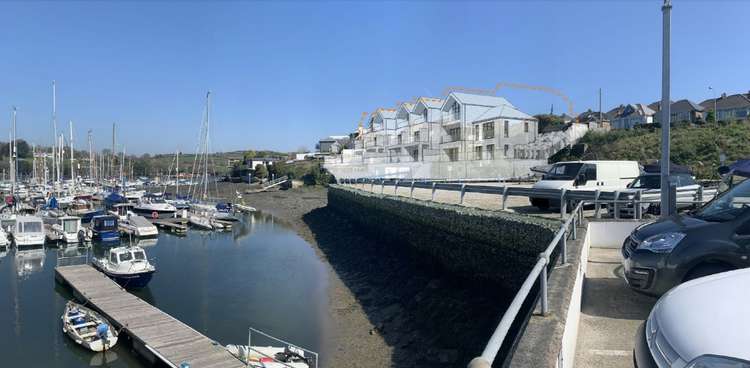 Composite photo showing the plans for new homes in North Parade, Falmouth, which were refused planning permission.