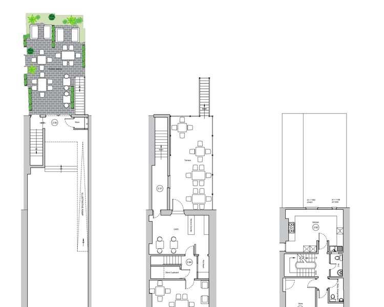 Plans for the cafe layout at Uneeka.