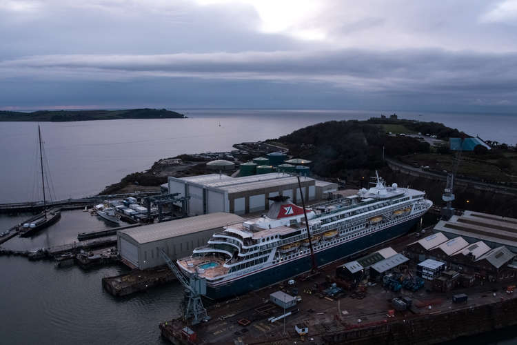 A picture taken by Bad Wolf Horizon of the 1325 passenger cruise ship in Falmouth.