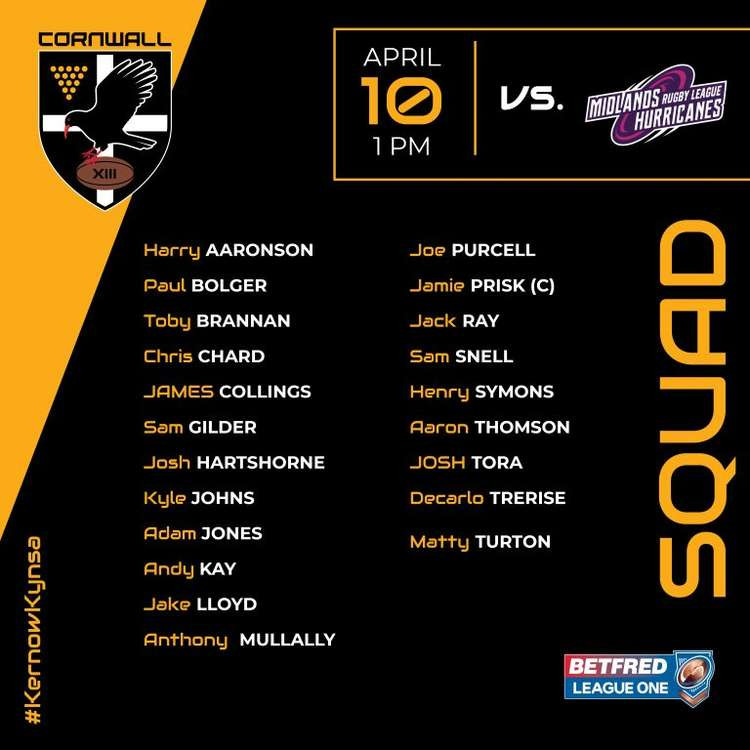 A first home game for Cornwall RLFC tomorrow against Midlands Hurricanes.