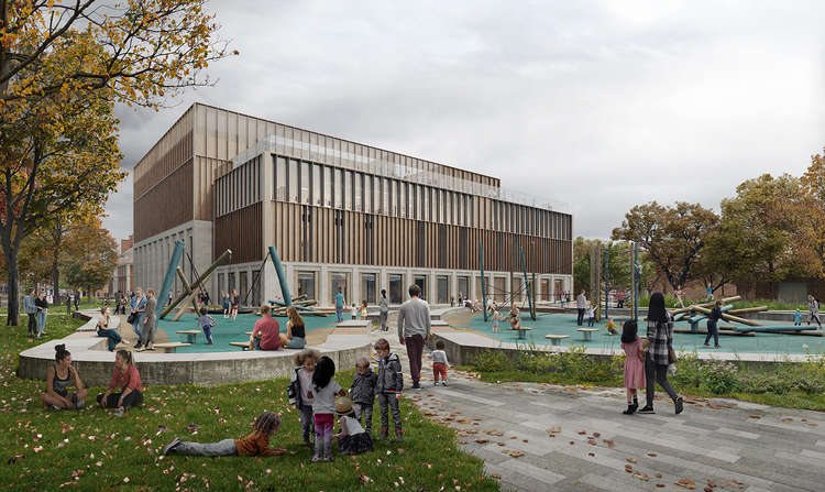 What Kingston's new leisure centre could look like, viewed from the Fairfield recreation ground (Image: Transform Kingston)