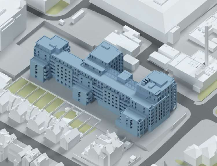 What the new senior living facility in Kingston could look like according to its daylight/sunlight report (Image: Waldrams)