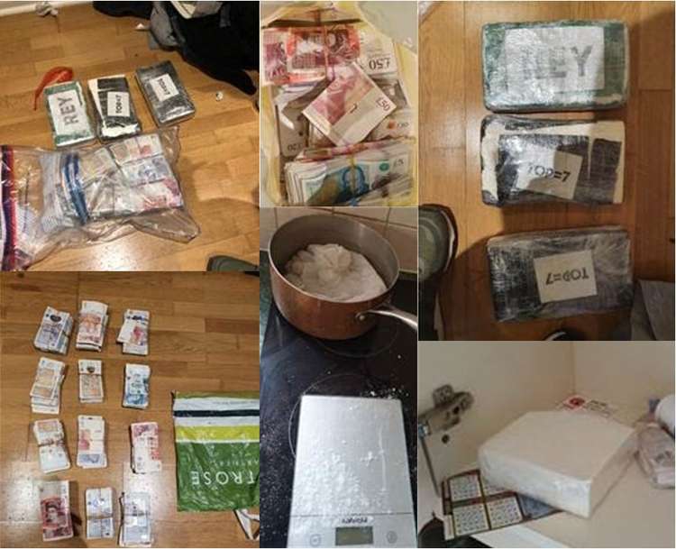 Cocaine, cannabis and cash was seized during the drug raid (Image: Kingston police)