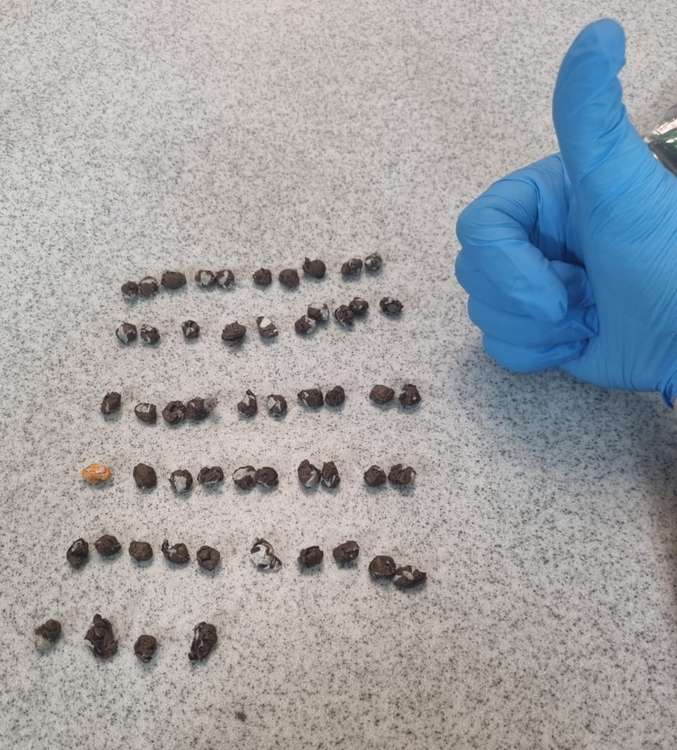 54 wraps of Class A drugs were found on one of the men following a search (Image: Kingston Police)