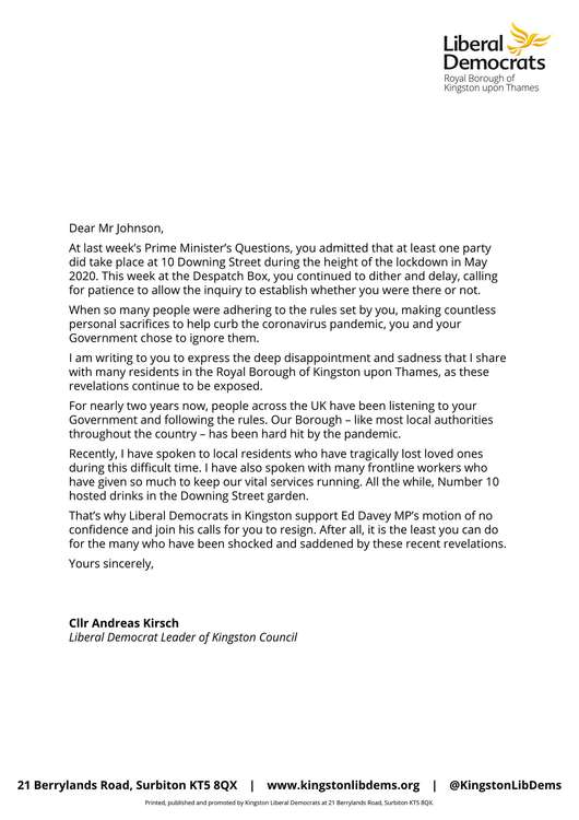 The full text of Cllr Kirsch's letter