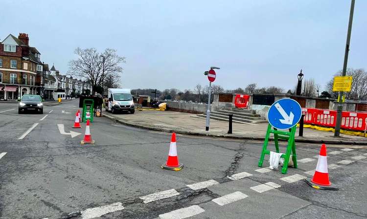 Cones block a lane joining the bridge (Image: Nub News)