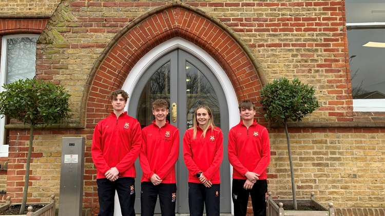 Fifth years Ed Wheeler, Teddy Warner and Mikey Eldridge and Fourth Year Tula Knowles have been selected for the U16 Hockey Squads (Image: Kingston Grammar School)