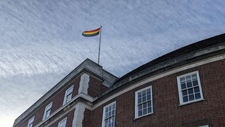 Kingston Council is flying the rainbow flag at its Guildhall HQ to celebrate LGBT History Month