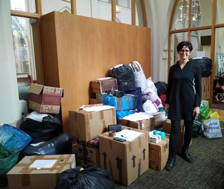 The mother-of-two with donations of urgently needed supplies for the people of Ukraine (Image: Nub News)