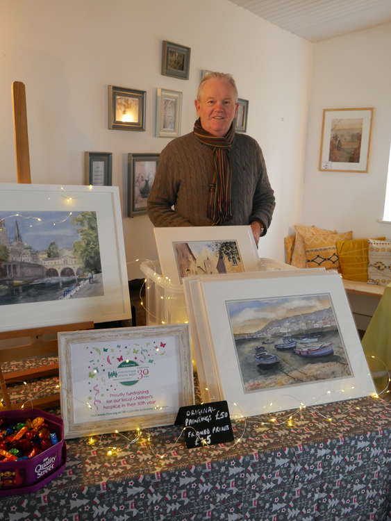 David Graham with his watercolours