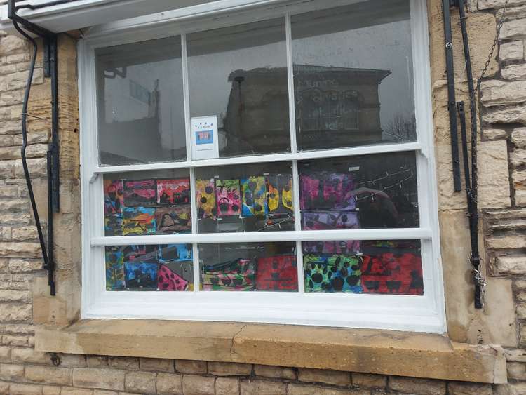 The windows opposite Midsomer Norton  Town Hall today February 15