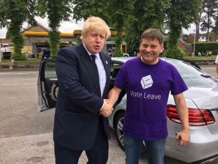 Boris Johnson joined Mr Bridgen's Leave campaign trail in Ashby in 2016