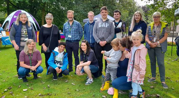 Kay McIntyre (back row, first left) with children and young people at last summer's holiday activity fund programme.