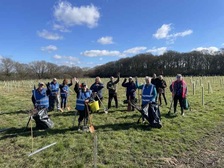 The Friends of Wickford Memorial Park and the Woodland Trust at work.