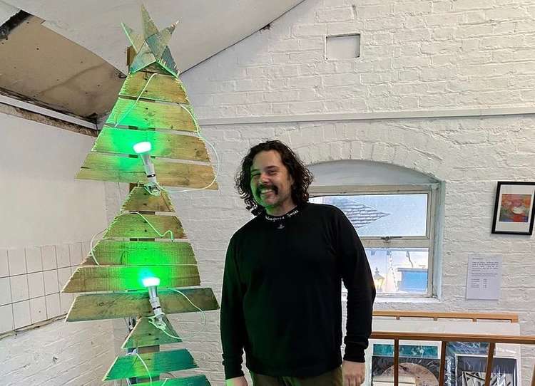 Mr Mr Pearce with his previous Christmas tree. His newest festive creation will be a surprise for the weekend.