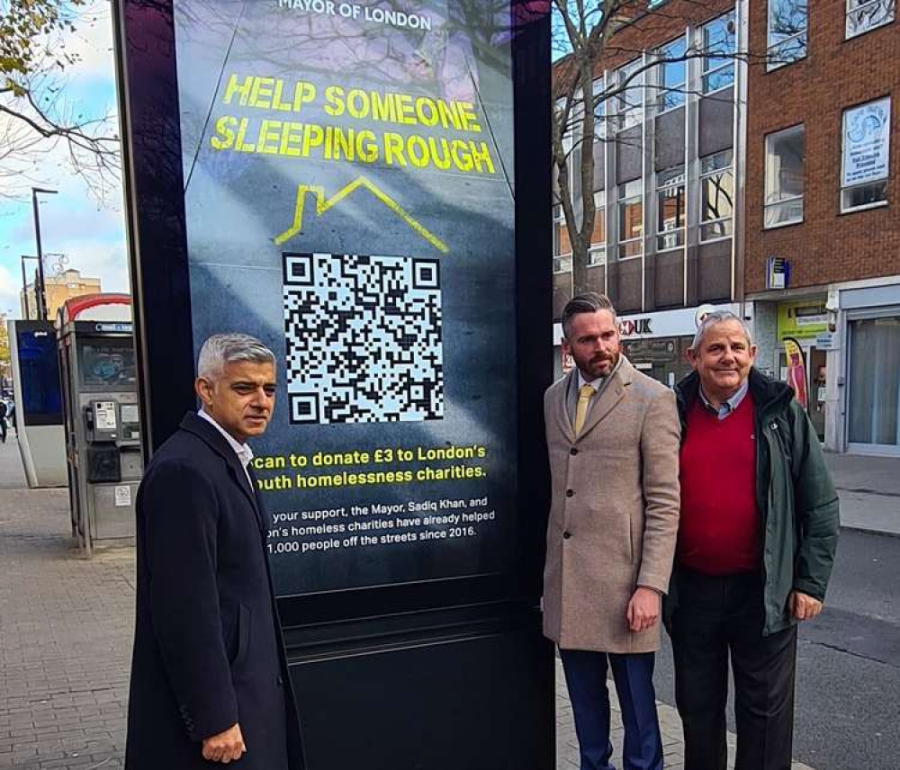 Hounslow Council Leader, Cllr Steve Curran (right), with Mayor of London, Sadiq Khan (left) and Tom Copley, Deputy Mayor for Housing and Residential Development in Hounslow for the campaign launch. (Image: Hounslow Council)