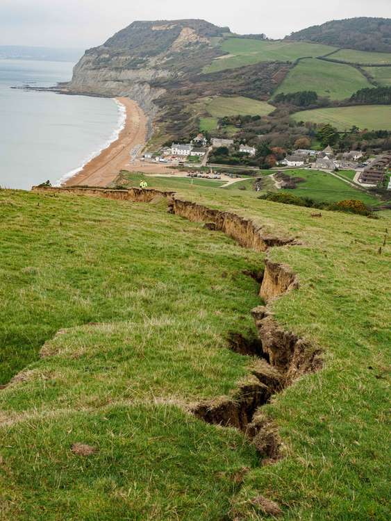 A large crack has appeared in the cliff by Seatown (Image: Paul Barrow)