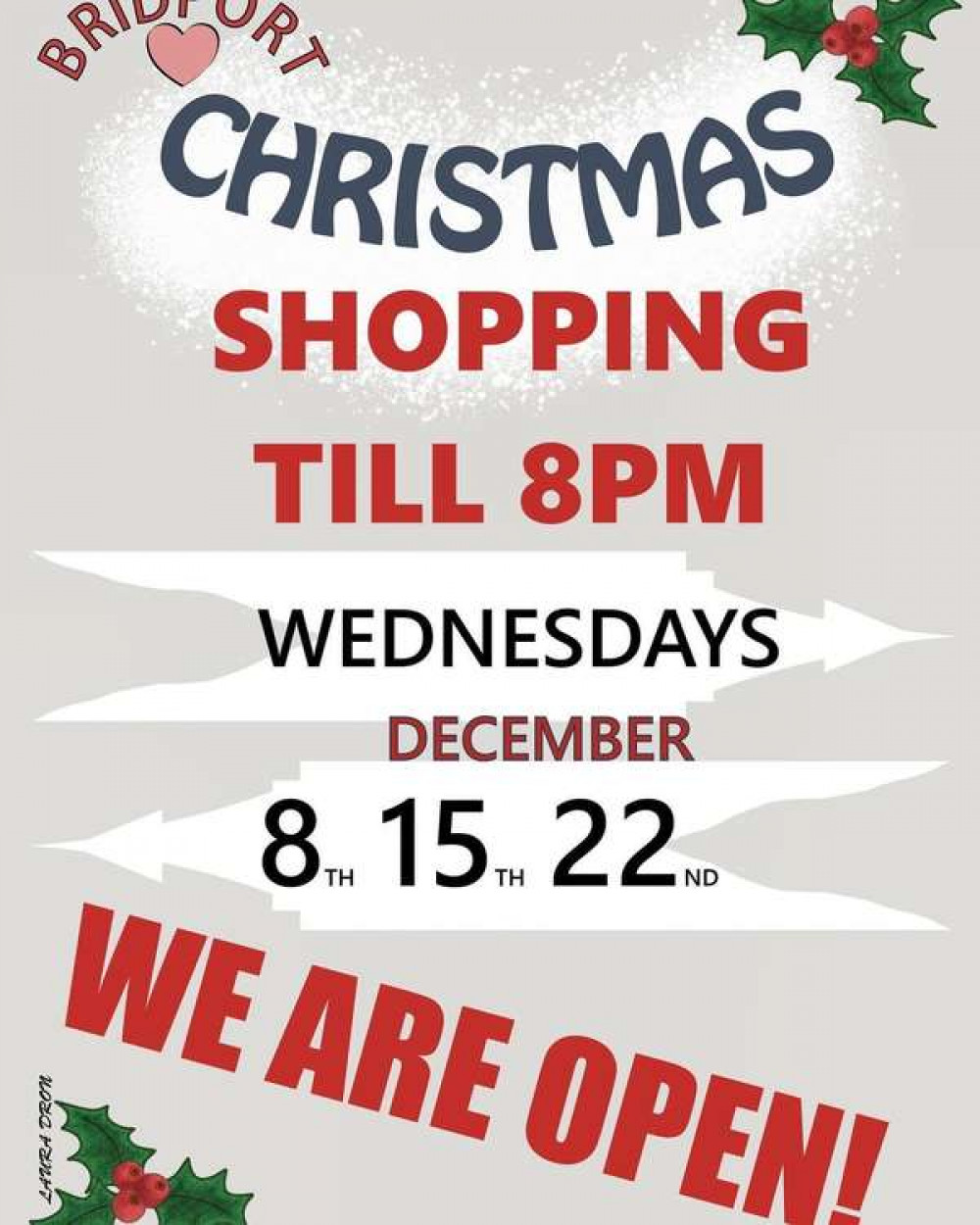 Bridport businesses will be opening late on Wednesdays leading up to Christmas