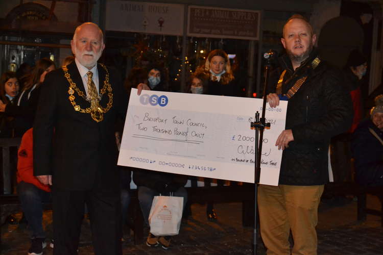 Bridport Round Table present Cllr Ian Bark with a cheque for £2,000