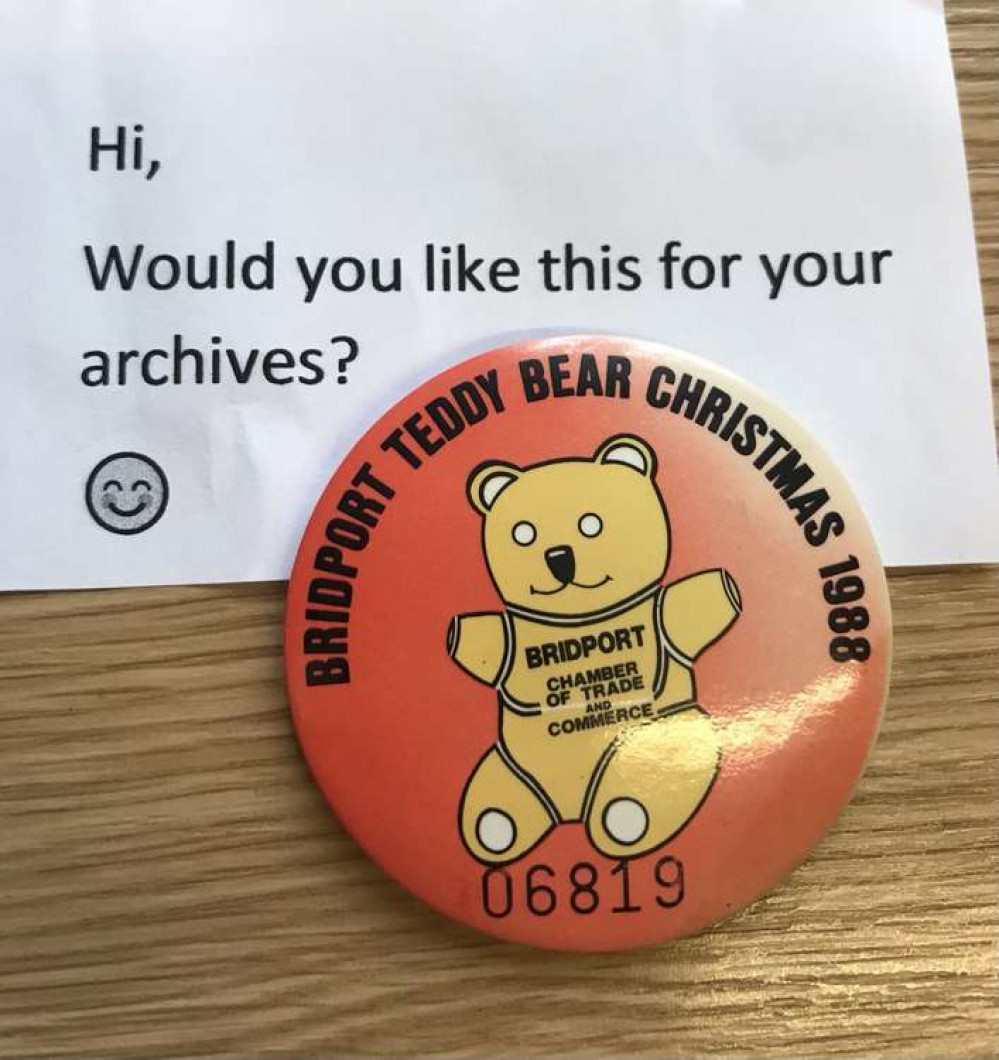 Bridport Museum is looking for the donor of a teddy bear badge