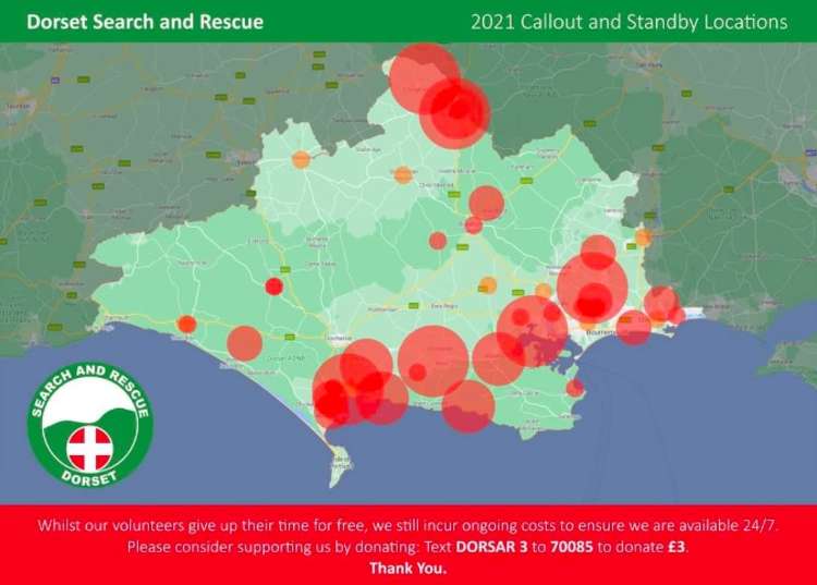 Dorset Search and Rescue called out or put on standby 49 times in 2021