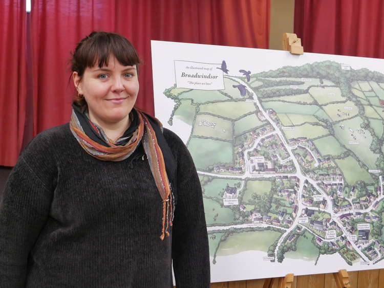 Artist Megan Edwards and the map of Broadwindsor