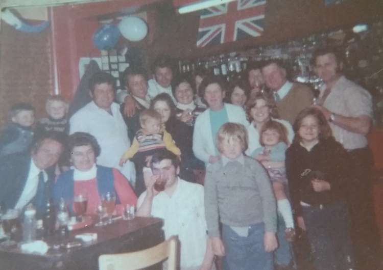 The community celebrates the Queen's Silver Jubilee in the pub in 1977