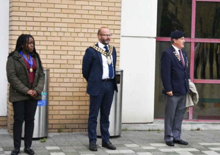 From left: Youth Mayor of Basildon, Naomi Ojo; Mayor of Basildon, Cllr David Dadds; Chairman of the Basildon Borough Civil Military Partnership Board, Phil Calladine