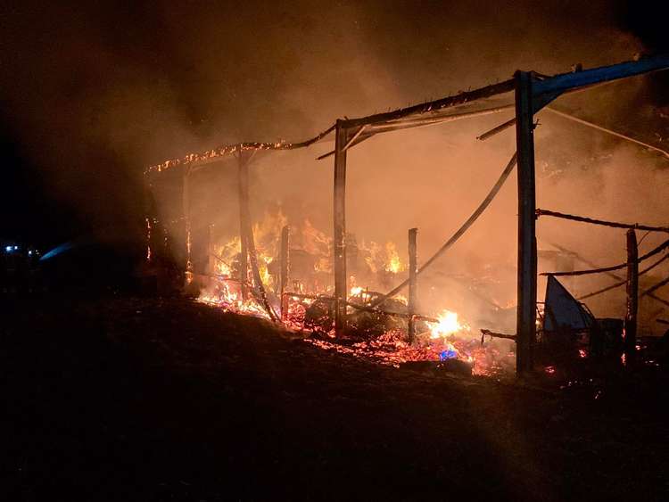 Shipton Gorge barn fire (Image: Dorset and Wiltshire Fire and Rescue Service)