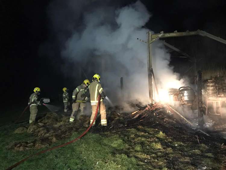 Shipton Gorge barn fire (Image: Dorset and Wiltshire Fire and Rescue Service)