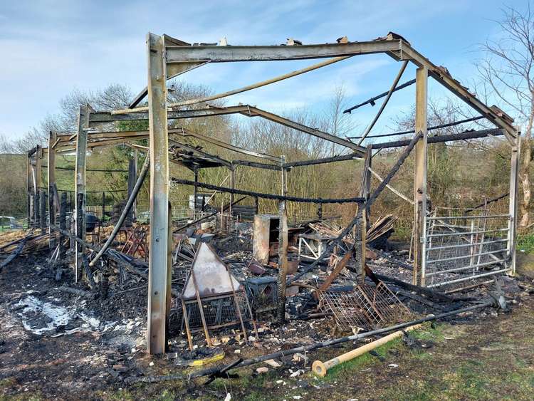 Shipton Gorge barn fire (Image: Dorset and Wiltshire Fire and Rescue Service)