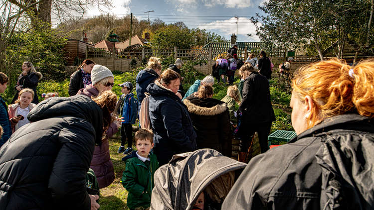 Parents and children take part in the treasure hunt (Image: Robert Golden)