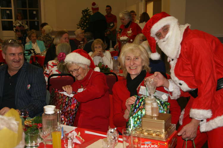 The dinner was last staged in 2019 - and Santa was on hand to give out gifts at Swannington Village Hall