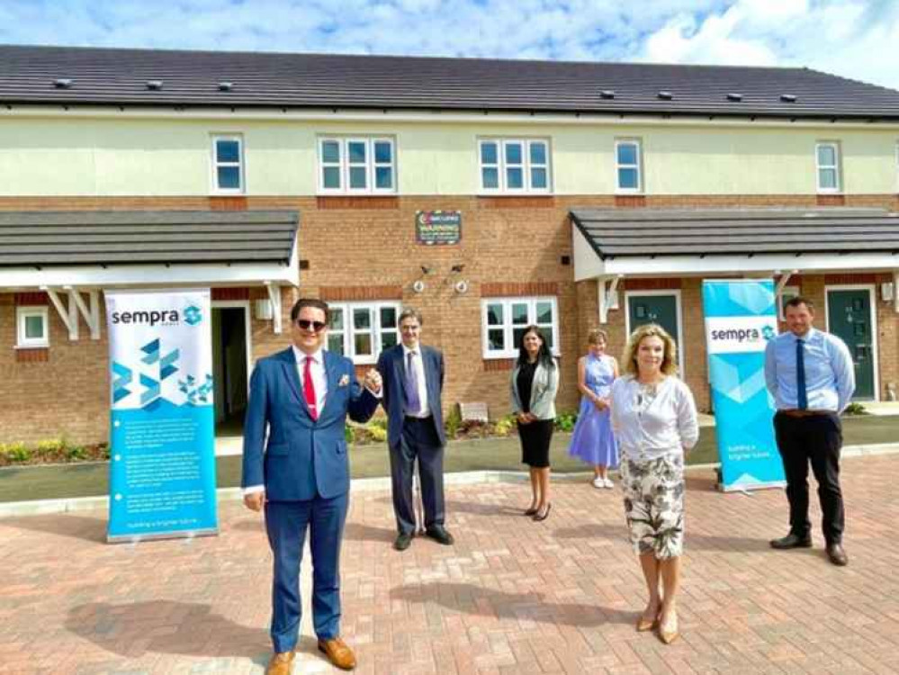 From left: Cllr Andrew Schrader; Cllr Andrew Baggott; Melanie Keys; Louise Humby; Project Manager (Sempra); Mandie Skeat, Deputy Chief Executive; Mark Davison, Contracts Director (Indecon)