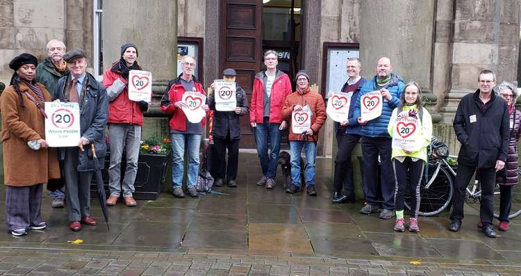 It is a step towards victory for 20 is Plenty campaigners in Cheshire East, here pictured outside Macclesfield Town Hall.